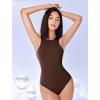 imageAvidlove Bodysuits for Women Crew Neck Sleeveless Body Suits Snap Closure Double Lined Tank Tops BodysuitBrown