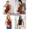 imageAvidlove Bodysuits for Women Crew Neck Sleeveless Body Suits Snap Closure Double Lined Tank Tops BodysuitBrown