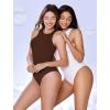 imageAvidlove Bodysuits for Women Crew Neck Sleeveless Body Suits Snap Closure Double Lined Tank Tops BodysuitBrown