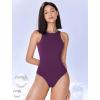 imageAvidlove Bodysuits for Women Crew Neck Sleeveless Body Suits Snap Closure Double Lined Tank Tops BodysuitDeep Purple
