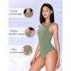 imageAvidlove Bodysuits for Women Crew Neck Sleeveless Body Suits Snap Closure Double Lined Tank Tops BodysuitGray Green