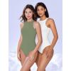 imageAvidlove Bodysuits for Women Crew Neck Sleeveless Body Suits Snap Closure Double Lined Tank Tops BodysuitGray Green