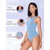 imageAvidlove Bodysuits for Women Crew Neck Sleeveless Body Suits Snap Closure Double Lined Tank Tops BodysuitLight Blue