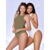 imageAvidlove Bodysuits for Women Crew Neck Sleeveless Body Suits Snap Closure Double Lined Tank Tops BodysuitMoon Gray