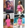 imageAvidlove Bodysuits for Women Crew Neck Sleeveless Body Suits Snap Closure Double Lined Tank Tops BodysuitPink