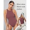 imageAvidlove Bodysuits for Women Crew Neck Sleeveless Body Suits Snap Closure Double Lined Tank Tops BodysuitPurple Red