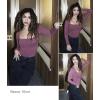 imageAvidlove Bodysuits for Women Sexy Long Sleeve Bodysuit Square Neck Double Lined Ruched Snap Closure Bodysuit TopsFuchsia
