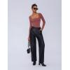 imageAvidlove Bodysuits for Women Sexy Long Sleeve Bodysuit Square Neck Double Lined Ruched Snap Closure Bodysuit TopsFuchsia