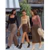 imageAvidlove Bodysuits for Women Sexy Long Sleeve Bodysuit Square Neck Double Lined Ruched Snap Closure Bodysuit TopsKhaki