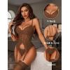 imageAvidlove Garter Lingerie for Women Floral Lace Babydoll Bodysuit Bra and Panty SetBrown