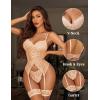 imageAvidlove Garter Lingerie for Women Floral Lace Babydoll Bodysuit Bra and Panty SetChampagne