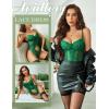 imageAvidlove Garter Lingerie for Women Floral Lace Babydoll Bodysuit Bra and Panty SetGreen