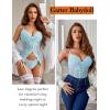 imageAvidlove Garter Lingerie for Women Floral Lace Babydoll Bodysuit Bra and Panty SetLight Blue
