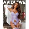 imageAvidlove Garter Lingerie for Women Floral Lace Babydoll Bodysuit Bra and Panty SetLilac