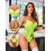 imageAvidlove Garter Lingerie for Women Floral Lace Babydoll Bodysuit Bra and Panty SetNeon Green