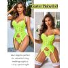 imageAvidlove Garter Lingerie for Women Floral Lace Babydoll Bodysuit Bra and Panty SetNeon Green