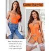 imageAvidlove Garter Lingerie for Women Floral Lace Babydoll Bodysuit Bra and Panty SetOrange