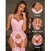 imageAvidlove Garter Lingerie for Women Floral Lace Babydoll Bodysuit Bra and Panty SetPink