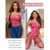 imageAvidlove Garter Lingerie for Women Floral Lace Babydoll Bodysuit Bra and Panty SetRose Red