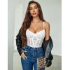 imageAvidlove Garter Lingerie for Women Floral Lace Babydoll Bodysuit Bra and Panty SetWhite