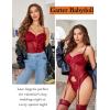 imageAvidlove Garter Lingerie for Women Floral Lace Babydoll Bodysuit Bra and Panty SetWine Red