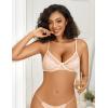 imageAvidlove Lace Bras for Women Sheer Balconette Underwire Unlined Everyday Bras Lingerie SXXLChampagne