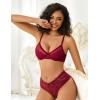 imageAvidlove Lace Bras for Women Sheer Balconette Underwire Unlined Everyday Bras Lingerie SXXLWine Red