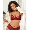 imageAvidlove Lace Bras for Women Sheer Balconette Underwire Unlined Everyday Bras Lingerie SXXLWine Red