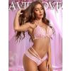 imageAvidlove Lingerie Lace Babydoll 2 Piece Sexy Bra and Panty SetsHot Pink