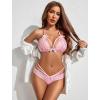 imageAvidlove Lingerie Lace Babydoll 2 Piece Sexy Bra and Panty SetsHot Pink
