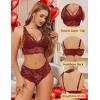 imageAvidlove Lingerie Set for Women Lace Bra and Panty Sets Sexy Underwear Bralettes Lingerie OutfitsWine Red