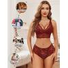 imageAvidlove Lingerie Set for Women Lace Bra and Panty Sets Sexy Underwear Bralettes Lingerie OutfitsWine Red