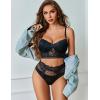 imageAvidlove Lingerie Sets for Women Bra and High Waist Panty Set 2 Piece Lace Babydoll Outfits SXXLBlack