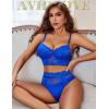 imageAvidlove Lingerie Sets for Women Bra and High Waist Panty Set 2 Piece Lace Babydoll Outfits SXXLBlue