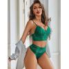 imageAvidlove Lingerie Sets for Women Bra and High Waist Panty Set 2 Piece Lace Babydoll Outfits SXXLGreen