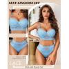 imageAvidlove Lingerie Sets for Women Bra and High Waist Panty Set 2 Piece Lace Babydoll Outfits SXXLLight Blue