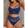imageAvidlove Lingerie Sets for Women Bra and High Waist Panty Set 2 Piece Lace Babydoll Outfits SXXLNavy Blue