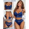 imageAvidlove Lingerie Sets for Women Bra and High Waist Panty Set 2 Piece Lace Babydoll Outfits SXXLNavy Blue