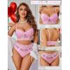 imageAvidlove Lingerie Sets for Women Bra and High Waist Panty Set 2 Piece Lace Babydoll Outfits SXXLPink