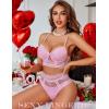 imageAvidlove Lingerie Sets for Women Bra and High Waist Panty Set 2 Piece Lace Babydoll Outfits SXXLPink