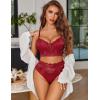 imageAvidlove Lingerie Sets for Women Bra and High Waist Panty Set 2 Piece Lace Babydoll Outfits SXXLWine Red