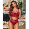 imageAvidlove Lingerie Sets for Women Bra and High Waist Panty Set 2 Piece Lace Babydoll Outfits SXXLWine Red
