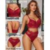 imageAvidlove Lingerie Sets for Women Bra and High Waist Panty Set 2 Piece Lace Babydoll Outfits SXXLWine Red