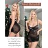 imageAvidlove Lingerie for Women Floral Mesh Nightear V Neck Babydoll Chemise Lace Chemise OutfitsBlack