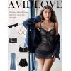 imageAvidlove Lingerie for Women Floral Mesh Nightear V Neck Babydoll Chemise Lace Chemise OutfitsBlack