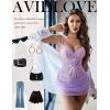 imageAvidlove Lingerie for Women Floral Mesh Nightear V Neck Babydoll Chemise Lace Chemise OutfitsLilac