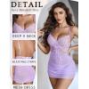 imageAvidlove Lingerie for Women Floral Mesh Nightear V Neck Babydoll Chemise Lace Chemise OutfitsLilac