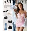 imageAvidlove Lingerie for Women Floral Mesh Nightear V Neck Babydoll Chemise Lace Chemise OutfitsPink