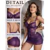 imageAvidlove Lingerie for Women Floral Mesh Nightear V Neck Babydoll Chemise Lace Chemise OutfitsPurple