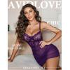 imageAvidlove Lingerie for Women Floral Mesh Nightear V Neck Babydoll Chemise Lace Chemise OutfitsPurple